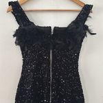 Off Shoulder Sequin Feather Mini Dress Flaxmaker NWOT Black Size M Photo 3