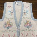 Marisa Christina Classics Womens HandKnit Vest Easter Bunny Embroidery Pastel M Pink Size M Photo 3
