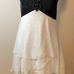 Jessica McClintock Black & White Party Dress Strapless Tiered Ruffle Skirt Photo 0