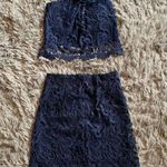 Dark blue sexy strapless 2 piece lacy set sz S Photo 0