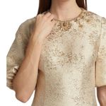 Teri Jon by Rickie Freeman Gold beaded embellished jacquard dress NWT Size 4 Photo 3