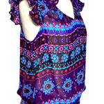 Ali & Kris sheer blue & purple floral, ruffled top / S / Excellent condit… Photo 2
