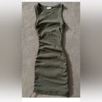 Good American  Women’s Ruched Tank Mini‎ Dress Olive Green Size 0 Photo 2