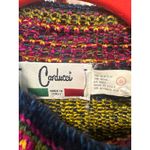 Vintage 90's boho Italian Wool Acrylic Floral Knit Mock Neck Sweater Women SizeS Blue Photo 4