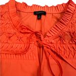 Talbots  Smocked Ruffle Split-Neck Shell Shirt Size XL Orange Photo 2