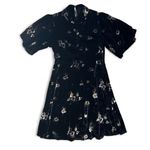 Free People  Be My Baby Velvet Floral Print High Neck Mini Dress Black Size 0 Photo 3