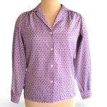 Levi's Vintage Levi Strauss Lavender Micro Leaf Print Blouse Long Sleeve Button Front Photo 2