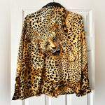 Vintage leopard silk and leather blouse. Gold Size 6 Photo 4