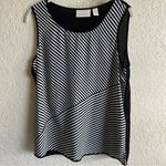 Chico's Tank Woman's 1 Sleeveless Striped White Round Neck Blouse Top Tank Photo 8