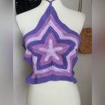 House of Sunny Stefani Crochet Start Vest Open Back Purple, Size 8 Purple Photo 5