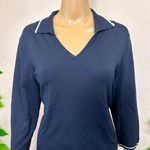 Oscar de la Renta Oscar De La Rente Silk Polo Shirt Navy Photo 0