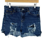 Ralph Lauren Lauren  High Rise Distressed Denim Shorts in Dark Wash Size 6 Photo 0
