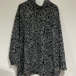 Rafaella Womans  Black Gray Animal Print Turtle Neck Long Sleeve Sweatshirt 1x Photo 0