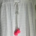 Aerie White Striped Oversized Drawstring Beach/Pool V-Neck Coverup w/ Slits-XS-S Photo 5