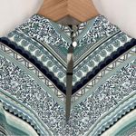 White House | Black Market WHBM Stretch Jersey Teal Chevron Floral Printed Sleeveless Cutout V-Neck Top M Photo 6