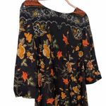 Desigual  Floral Shift Dress 3/4 sleeves black mini Boho size small (38) Photo 4