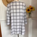 Croft & Barrow White Plaid Print Scoop-neck Swing Top Photo 1