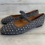Madewell NEW  Sz 6.5 Greta Studded Leather Mary Jane Flat Basalt Blue NV817 Photo 8