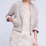 Anthropologie  Hei Hei Itinerary Cream Linen Blend Quilted Bomber Jacket Sz M Photo 3