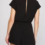 She & Sky  Black Drop Shoulder Tie Front Woven Romper - Size L Photo 2