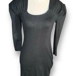 Vintage Marnie West Black Mini Dress Gathered Pleated Shoulders Long Sleeve Black Size XS Photo 0
