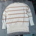 Abercrombie & Fitch Cream and Tan Striped Crewneck Sweater Photo 0