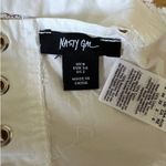 Nasty Gal  - Lace Trim Lace Up Back Crop Top in White Photo 1