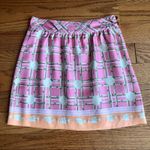 Vineyard Vines  Silk Printed Lined Mini Skirt Pink Orange Taupe Women’s Size O Photo 0