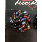 Vintage Decorations Hypoallergenic Multi Color Beaded Knot Stud Earrings Estate Black Photo 1