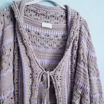 Anthropologie  Wrap London Brown and Purple Open Knit Front Tie Cardigan Photo 3