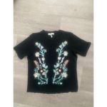 Maje  Black 100% Linen Trinite Embroidered Top‎ Size 2 Photo 1