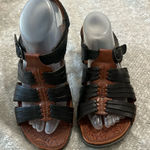 Ariat  Black Brown‎ Woven Leather Small Wedge Buckle Strap Sandal Size 8 Photo 0