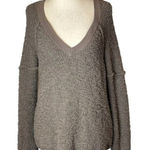 Sanctuary  Brown Popcorn Knit V Neck‎ Drop Shoulder Pullover Sweater Top Size L Photo 0