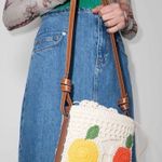 STAUD $395 Anita Leather Trimed Fruit Crochet Bucket Bag NEW Photo 6