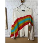Wooden Ships  Cream Knit Sweater with Rainbow Stripes - Size - M/L Photo 5