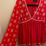 VICI Red & White Roses & More Embroidered Blouse Size Small New With Tag Photo 7