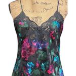 Vtg 1980s Lucie Ann II Floral Nighty Negligee Slip Nightgown Intimate Sleepwear Black Photo 0