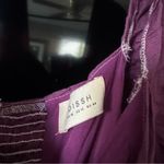 DISSH Purple Violet Linen Puff Sleeve O Ring Midi Dress Size M Photo 1