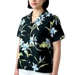 Tommy Bahama Silk Linen Floral Camp Shirt Black Blue Green Size S 4 Hawaiian EUC Photo 2