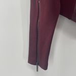 a.moss Burgundy Embroidered Mesh Long Sleeve Zip Back Moto Ponte Top Size Small Photo 5
