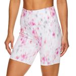 Gaiam Women’s Om Tie Dye High Waisted Bike Shorts in White/Pink Size XS Photo 1