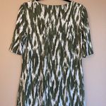 Chico's Size 0/S/4 Olive Green Ivory Batik Short Sleeve Slinky Knit Midi Dress Photo 9