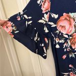 Nemidor Navy Floral Ruffle Sleeve Dress Plus Size 20 Casual Beach Vacation NWT Blue Photo 2