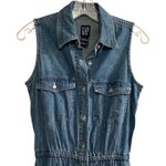 Gap Women's Sleeveless Denim Maxi Shirt Dress Button Front Elastic Waist Blue S Photo 2