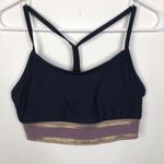 Nylora Astell Striped Cropped Sporty Tank Top Sports Bra Women's Medium Blue Photo 4