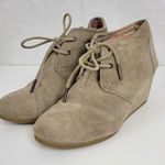 Toms Women's Shoes Size 8 Brown Suede Lace-Up Almond Toe Buck Wedges Heels Photo 1