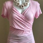 Zeagoo  Light Pink Heart Shape chest CrossFront VNeck PullOver Blouse TShirt Sz M Photo 0