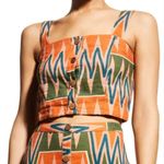 Veronica Beard  TIFFANY Square Neck Geometric Aztec Linen Blend Crop Tank Top M Photo 1
