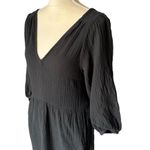 Madewell Midi Dress Size S Black Guaze V-Neck Gathered Waist Casual Versatile Photo 3