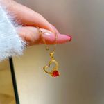 18K Gold Plated Birthstone Crystal Love Heart Ruby Pendant Necklace for Women Photo 3